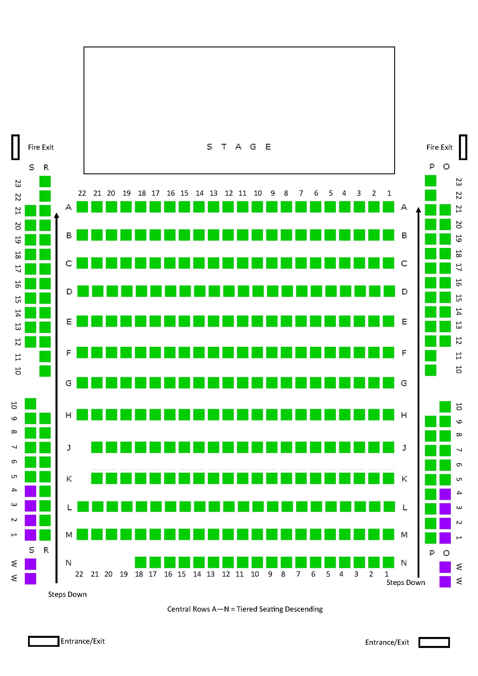 Seating plan The Bacon Theatre